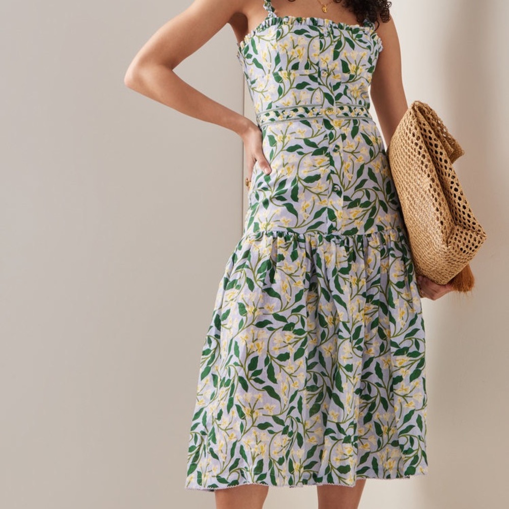 Agua by Agua Bendita Nispero Linen Midi Dress XS